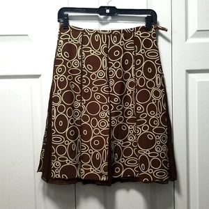 S.L.B Brown w/ Lime green Geo pattern circles slits of brown sheer backing